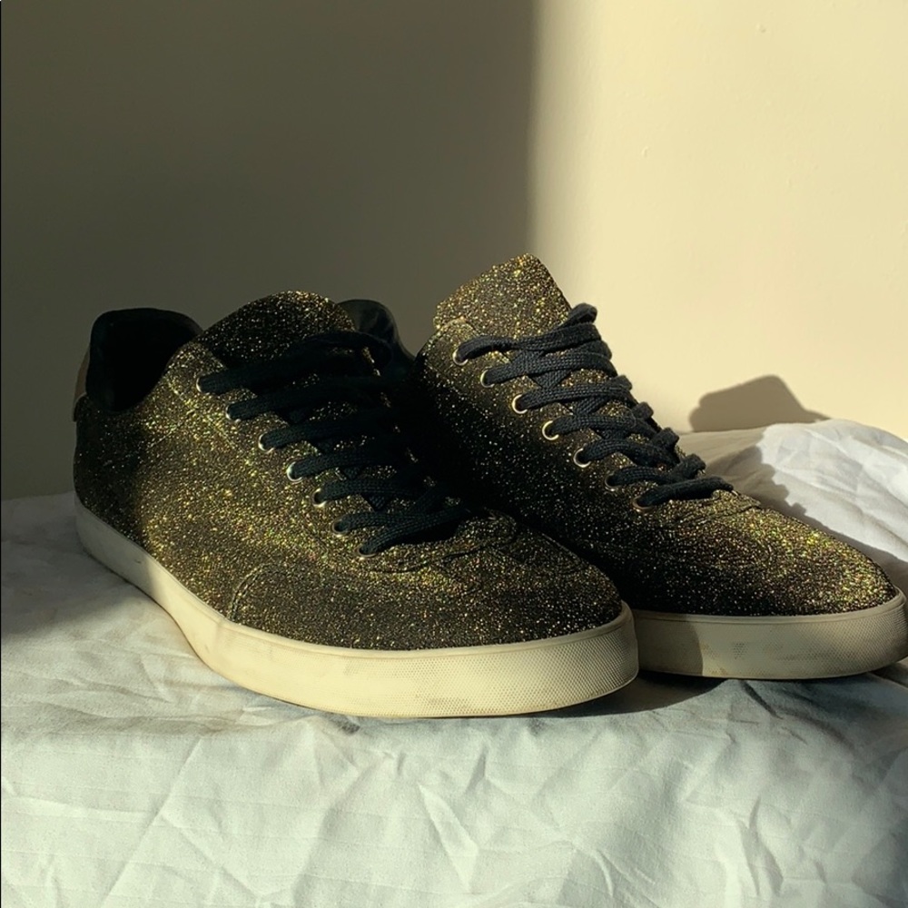USED Gold Glitter Zara Sneakers